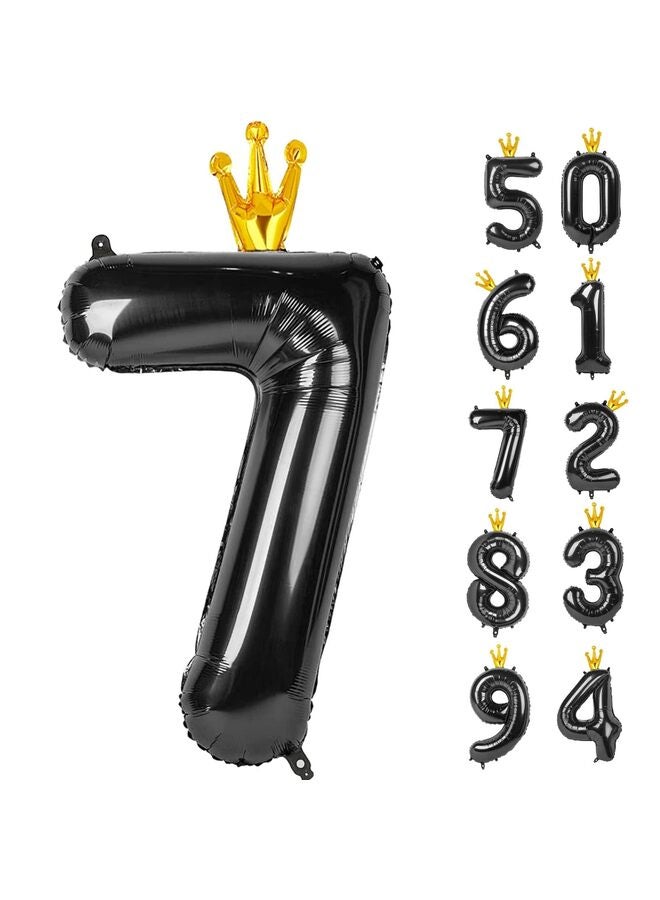 40 Inch Black Foil Number Balloon, Large Mylar Numbers for Birthday Anniversary Retirement Party Decorations (0, 10, 20, 30, 40, 50, 60, 100), Helium Free (7) - Image 1