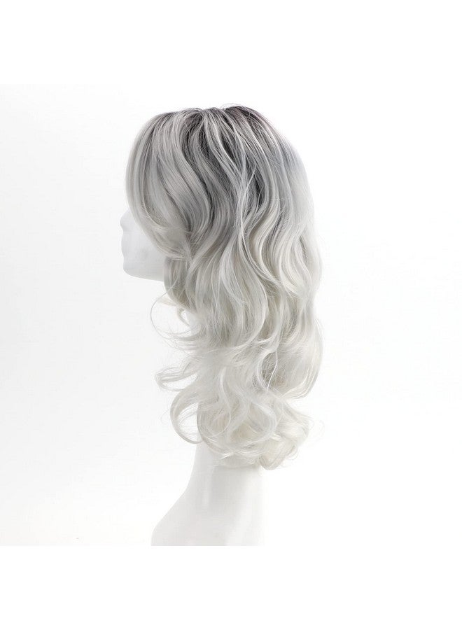 RENERSHOW Ombre Gray Wave Curly Wigs For Women Long Sliver Grey Wavy Wig Synthetic Wig - Image 5