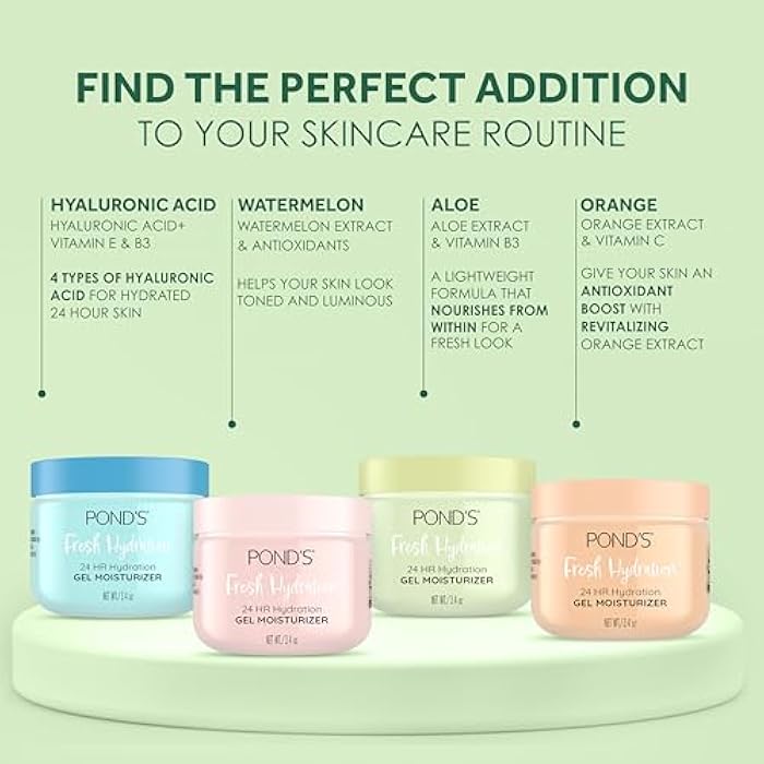 Pond's POND’S Fresh Hydration Gel Moisturizer – 24 HR Hydration with Aloe Vera Extract, Vitamin E & B3 Niacinamide – Alcohol & Oil-Free Face Moisturizer – Dermatologist Tested, 3.4 oz - Image 5