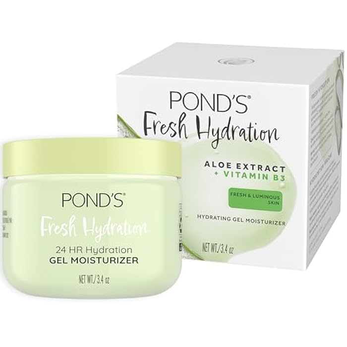 Pond's POND’S Fresh Hydration Gel Moisturizer – 24 HR Hydration with Aloe Vera Extract, Vitamin E & B3 Niacinamide – Alcohol & Oil-Free Face Moisturizer – Dermatologist Tested, 3.4 oz - Image 1