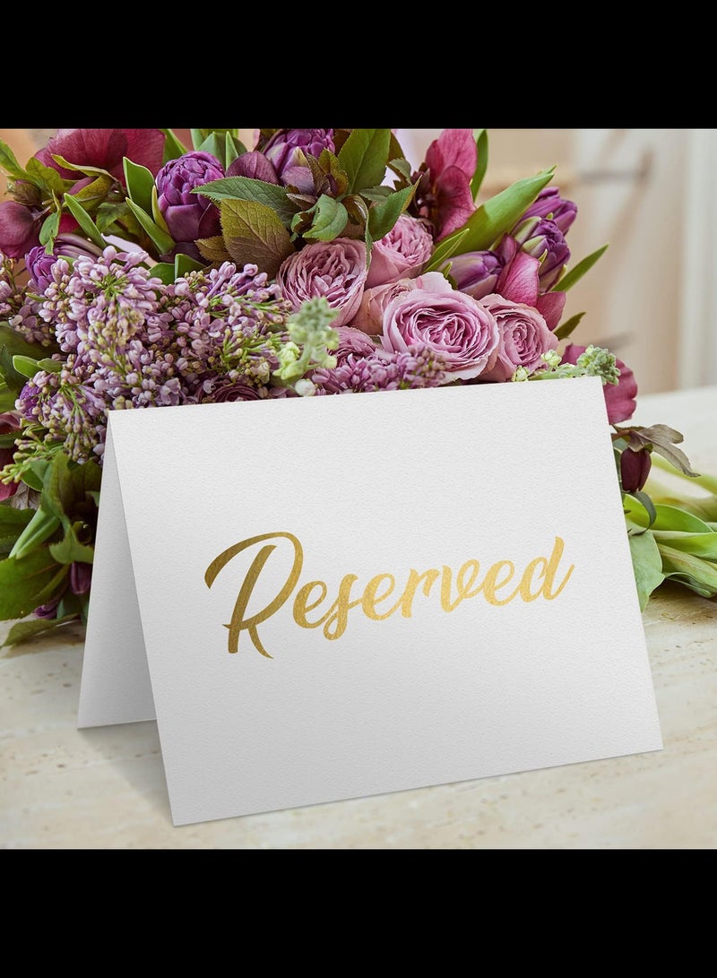 Generic 10 Pack Gold Reserved Table Signs for Wedding Party Restaurant - Double Sided Reserved Table Signs - Gold Reserved Signs for Tables - Gold Table Reserved Cards  - Image 2