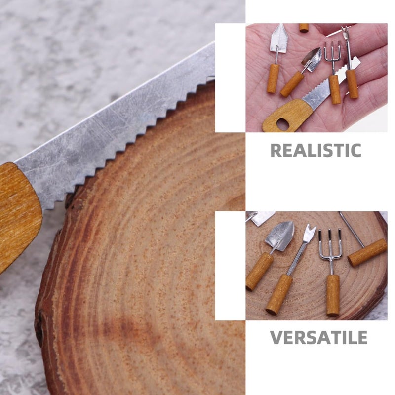 6 Pcs Miniature Gardening Tools Dollhouse Accessories Realistic Landscape Hand Tools - Image 4