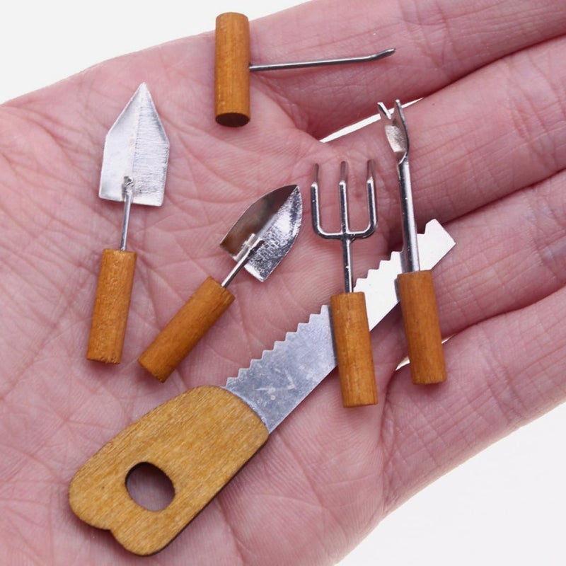 6 Pcs Miniature Gardening Tools Dollhouse Accessories Realistic Landscape Hand Tools - Image 5