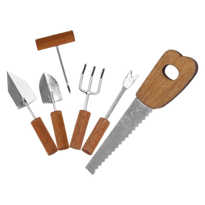 6 Pcs Miniature Gardening Tools Dollhouse Accessories Realistic Landscape Hand Tools - Image 2