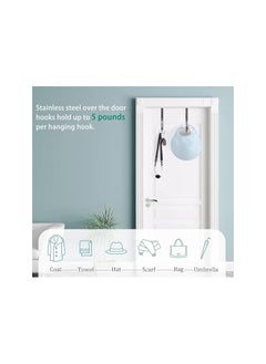 The Bros 2 Packs Over The Door Hooks – Heavy Duty Stainless Steel Door Hanger for Coats, Robes, Towels, Bathroom Organizer with 3 Hooks, Durable Towel Rack (Silver)  - Image 2