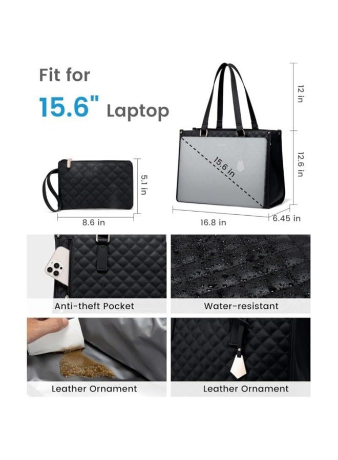 Vynoraxis 2 in 1 Tote Bag Lunch Bag Combo for Women/Men, 15.6 Inch Insulated Laptop Tote with Leak-Proof Compartment - Stylish Work Bag for Office, College, Travel & Gifts - Image 2
