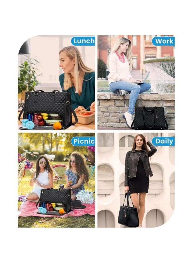 Vynoraxis 2 in 1 Tote Bag Lunch Bag Combo for Women/Men, 15.6 Inch Insulated Laptop Tote with Leak-Proof Compartment - Stylish Work Bag for Office, College, Travel & Gifts - Image 5