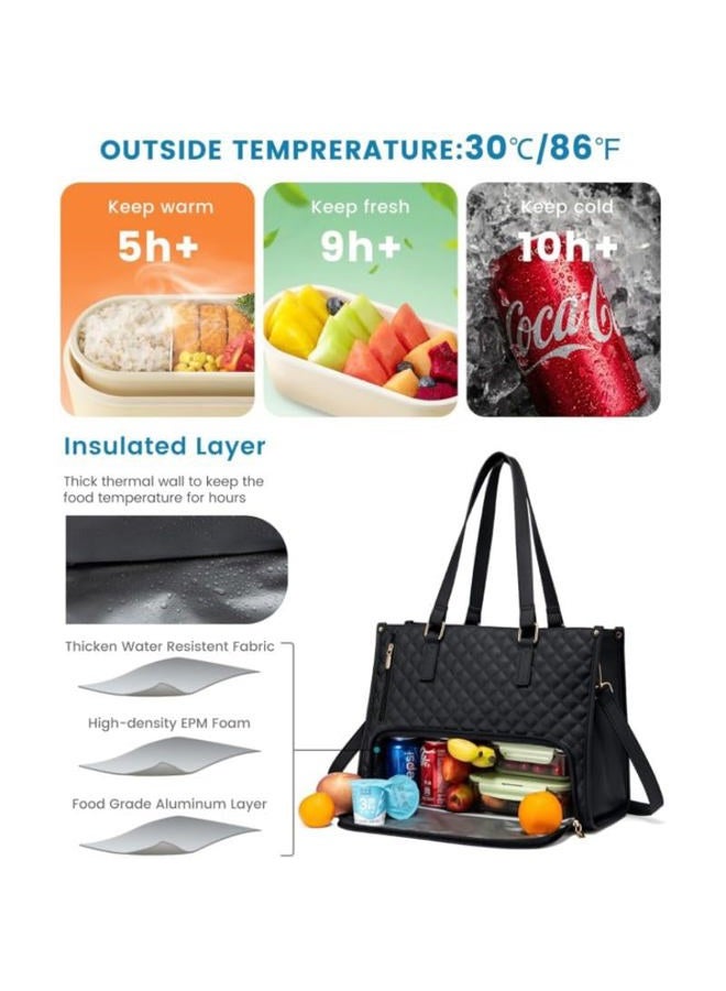 Vynoraxis 2 in 1 Tote Bag Lunch Bag Combo for Women/Men, 15.6 Inch Insulated Laptop Tote with Leak-Proof Compartment - Stylish Work Bag for Office, College, Travel & Gifts - Image 3