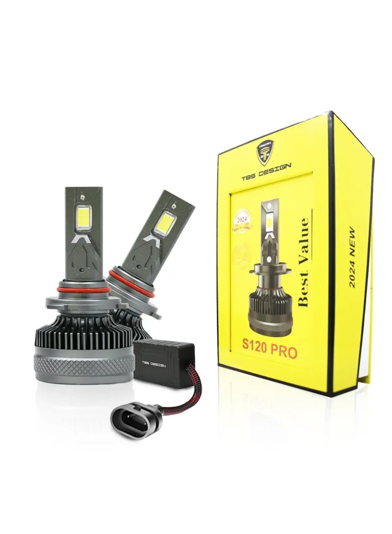 توبيز مصابيح أمامية LED مُحسّنة من TBS DESIGN S120 PRO 2024 جديدة، 12000 لومن فائقة السطوع، مجموعة تحويل المصابيح الأمامية 6500 كلفن زينون أبيض، بديل هالوجين مع مروحة، عبوة من قطعتين - S120 L - H1 - Image 1