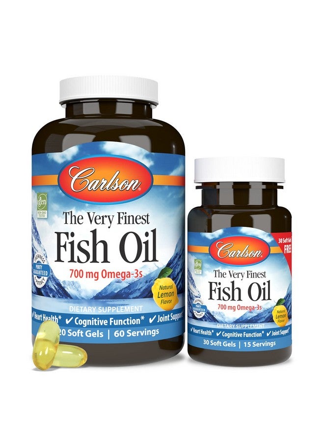 Carlson The Very Finest Fish Oil 700 Mg Omega3S Norwegian Fish Oil Supplement Wild Caught Omega3 Fish Oil Sustainably Sourced Fish Oil Capsules Omega 3 Supplement Lemon 120+30 Softgels - Image 5