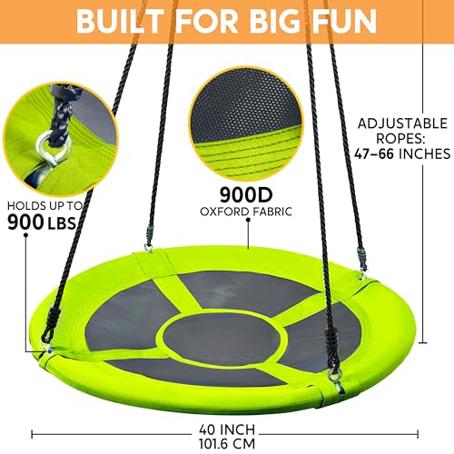 TURFEE 40 inch Saucer Swing for Tree Outdoor 900Lb Weight Capacity Swing Seat with Hanging Straps Adjustable Safe Durable AccessoriesGreen - Image 5