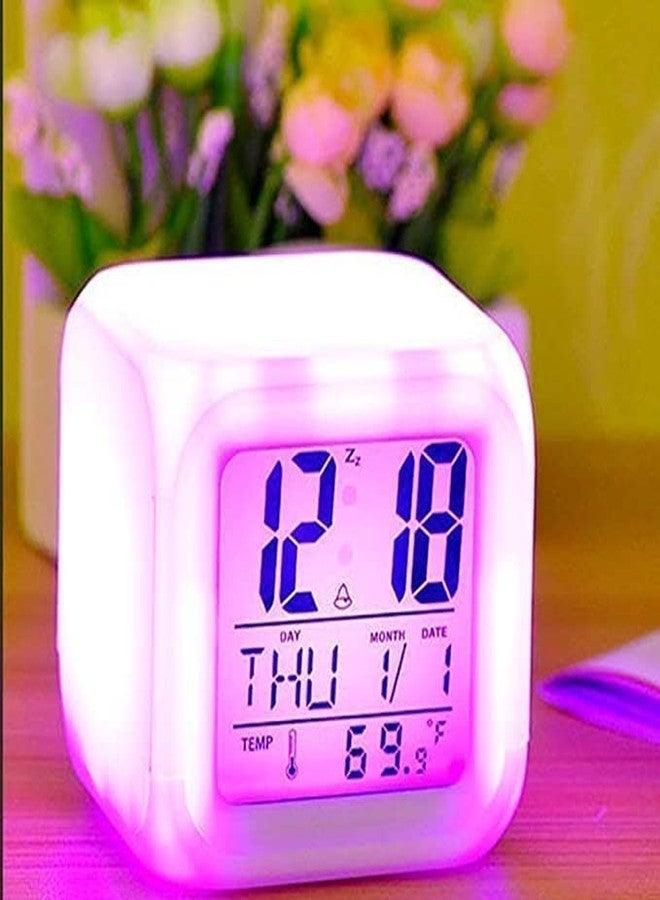 Astrometric Multicolor LED Digital Alarm Clock with Temperature, Date, Time, and Day Display - Stylish Plastic Design for Home, Desk, or Nightstand - Adjustable Alarm and Backlight (Color Changing Clock) - Image 2