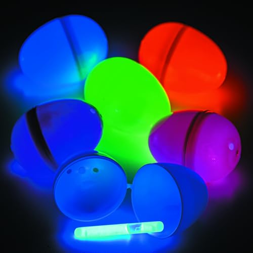 Fun Express Glow in the Dark Easter Eggs with Mini Glow Sticks 100 eggs 100 Glow Sticks Fillable Plastic Eggs Multicolor Assortment Easter Egg Hunt Kit GID Easter Egg Hunt Supplies - Image 5
