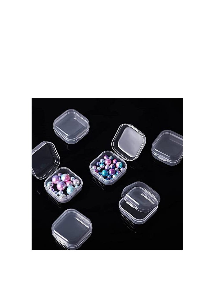 Excefore Containers Box, 6 Pack Small Clear Plastic Storage Containers with Hinged Lids for Organizing, Mini Beads Storage Containers Box for Jewelry, Hardware, Crafts, Pills, Tiny Beads (1.37 x 1.37 x 0.7 in)  - Image 1