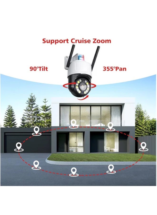 كروني آلات الكرة كروني 4G 10x كاميرا ذكية عالية الدقة واي فاي آلات الكرة كاميرا زووم بصري عالية الدقة 1080 بكسل 5 ميجابكسل CCTV Ptz كاميرا IP، كاميرا مراقبة IP سلكية مع كشف بشري، تتبع تلقائي، رؤية ليلية ملونة بكشاف ضوئي، كاميرا خارجية - Image 3