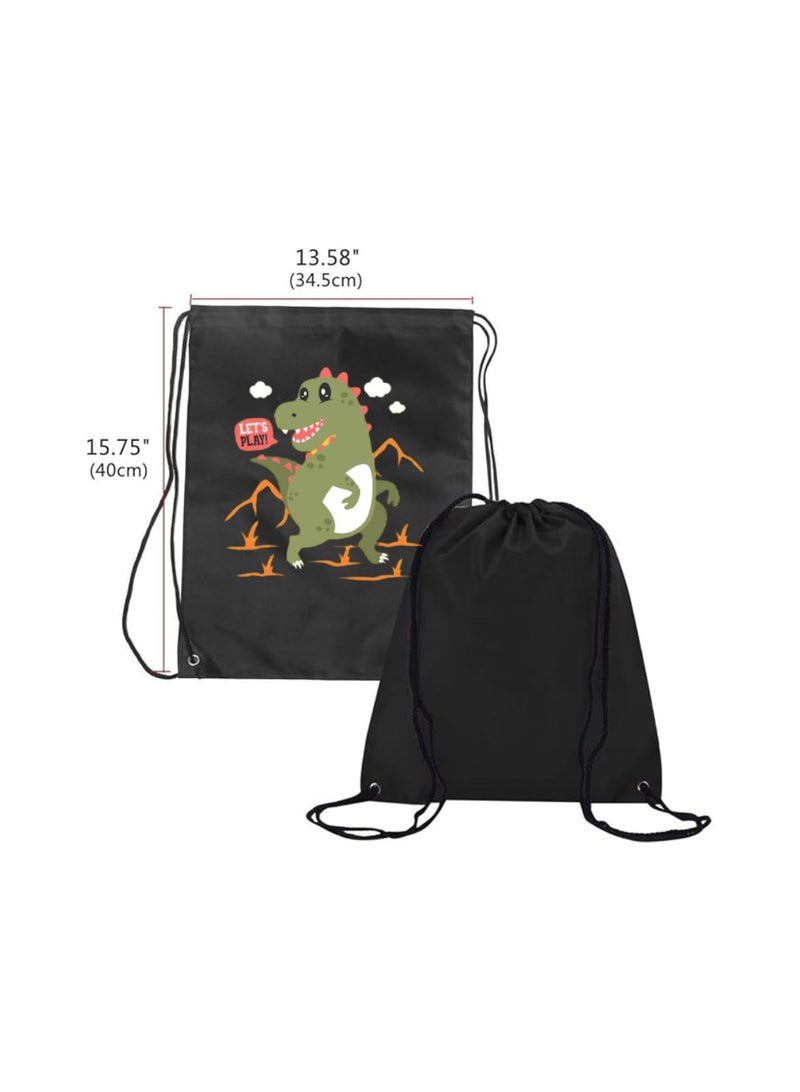 PRINTSHOP4ME Pack Of 3 Drawstring Bags With Dino Design For Boys-Durable Sports Backpack For Kids,Great For School And Everyday Use,Lightweight With Dino Print For Everyday Use - Image 3