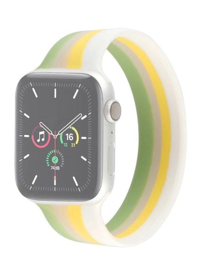 NIBEMINENT Rainbow Silicone Strap Watchband For Apple Watch Series 7/6/SE/5/4/3/2/1 41/40/38mm, Length: M 135mm Multicolour - Image 1