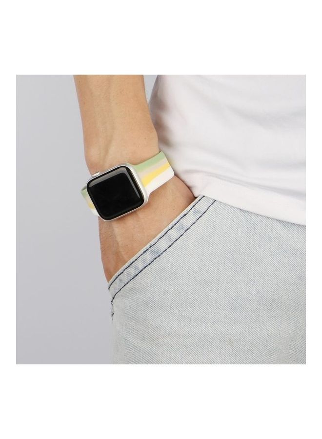 NIBEMINENT Rainbow Silicone Strap Watchband For Apple Watch Series 7/6/SE/5/4/3/2/1 41/40/38mm, Length: M 135mm Multicolour - Image 4