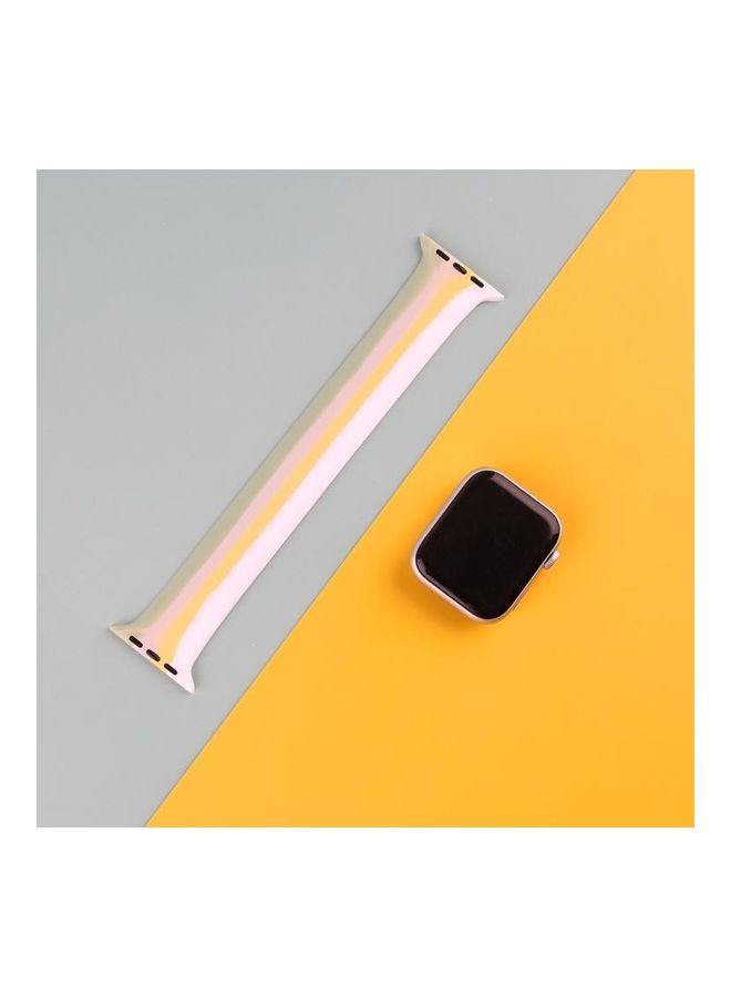 NIBEMINENT Rainbow Silicone Strap Watchband For Apple Watch Series 7/6/SE/5/4/3/2/1 41/40/38mm, Length: M 135mm Multicolour - Image 5
