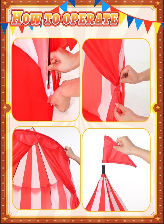 Ribbonlic Circus Tent Red Floor Play Circus Tent Large Playhouse Castle for Play and Games Indoor and Outdoor Camping Activity(Red, White) - Image 3