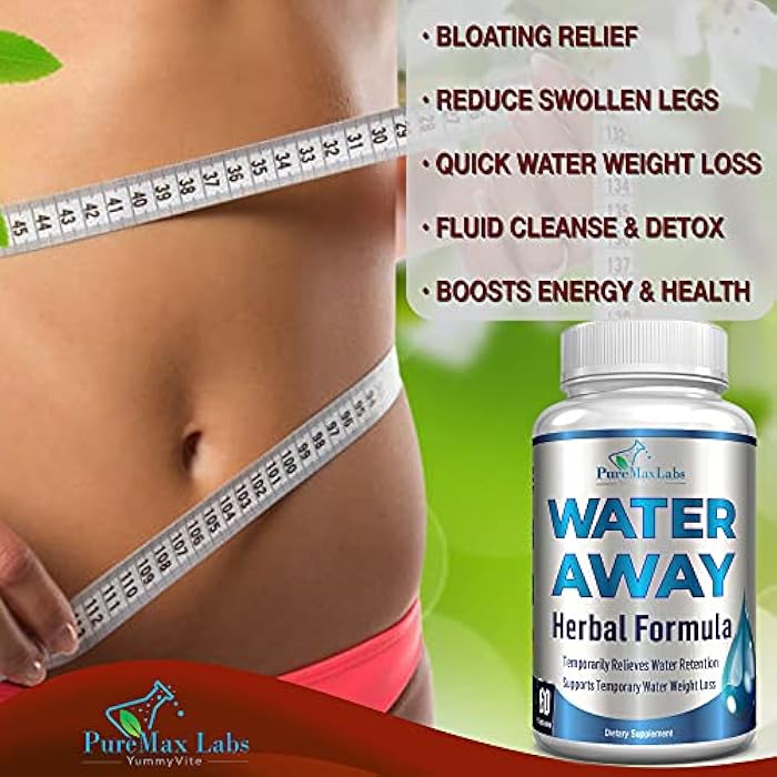 YUMMYVITE Water Away Gentle Herbal Diuretic - Natural Diuretic Water Pills - Relieve Bloating, Reduce Excess Water Weight with Dandelion Leaf, Green Tea, Detox Cleanse & Urinary Health. Non-GMO, 60 Capsules - Image 3