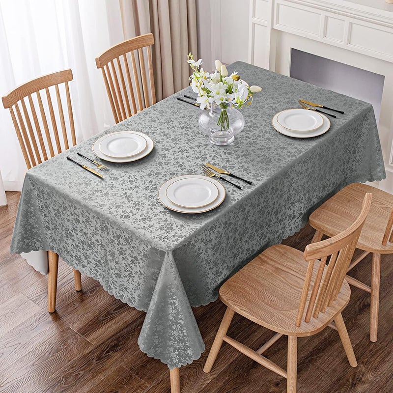 smiry Rectangle Table Cloth, Waterproof Heavy Duty Vinyl Tablecloths, Wipeable Washable Table Cover for Kitchen and Dining Room (Grey, 60" X 84") - Image 2