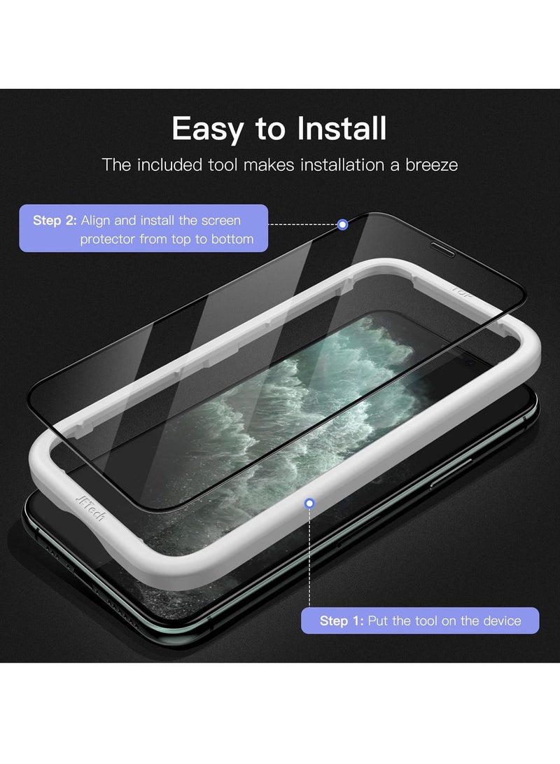جي تيك واقي شاشة بتغطية كاملة لهاتف Iphone 11 Pro Max Iphone Xs Max 6.5 بوصة ذو حافة سوداء من الزجاج المقسى مع حافظة أدوات سهلة التركيب صديقة للبيئة عالية الدقة 3 عبوات - Image 4