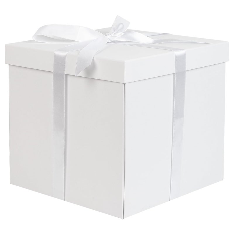 Jaywayang 10" Large Gift Box with Lid and Ribbon, White Gift Box with Paper Filler for Birthday, Wedding, Valentine's Day, Mother's Day, Anniversarry Presents Wrapping. - Image 1