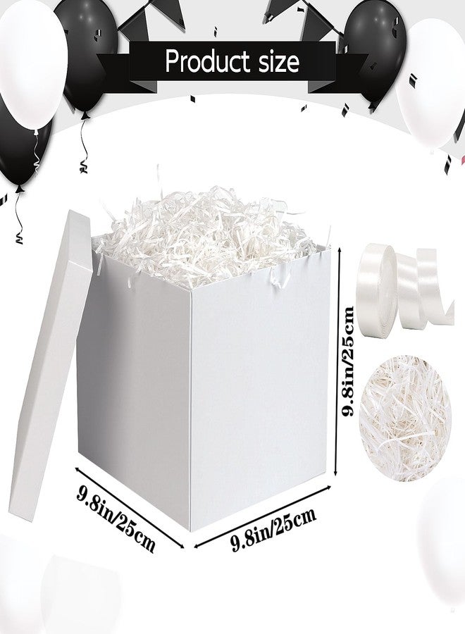 Jaywayang 10" Large Gift Box with Lid and Ribbon, White Gift Box with Paper Filler for Birthday, Wedding, Valentine's Day, Mother's Day, Anniversarry Presents Wrapping. - Image 2