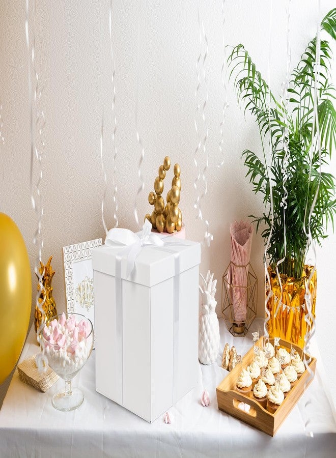 Jaywayang 10" Large Gift Box with Lid and Ribbon, White Gift Box with Paper Filler for Birthday, Wedding, Valentine's Day, Mother's Day, Anniversarry Presents Wrapping. - Image 4