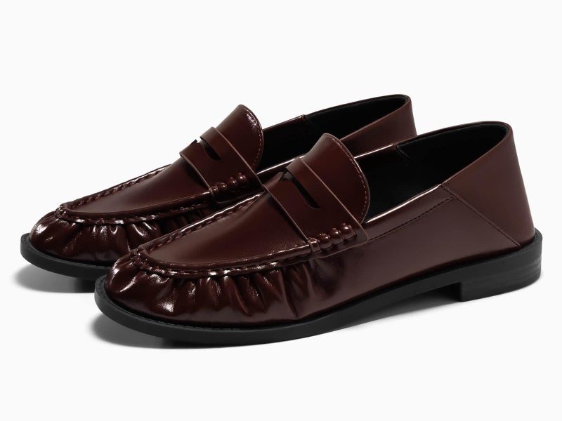 Coutgo Penny Loafers for Women Comfortable Slip on Shoes Collapsible Heel Closed Toe Dressy Casual Work Flats, Chocolate, Size 6 - Image 4