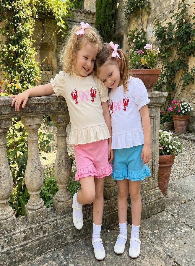 SAYOO Baby Girls Matching Sister Outfit Funny Crawfish Boil Letter Print Tassel T-shirt Crayfish Bloomer Shorts/Flared Pant (Red Bloomer, 12-18 Months) - Image 2