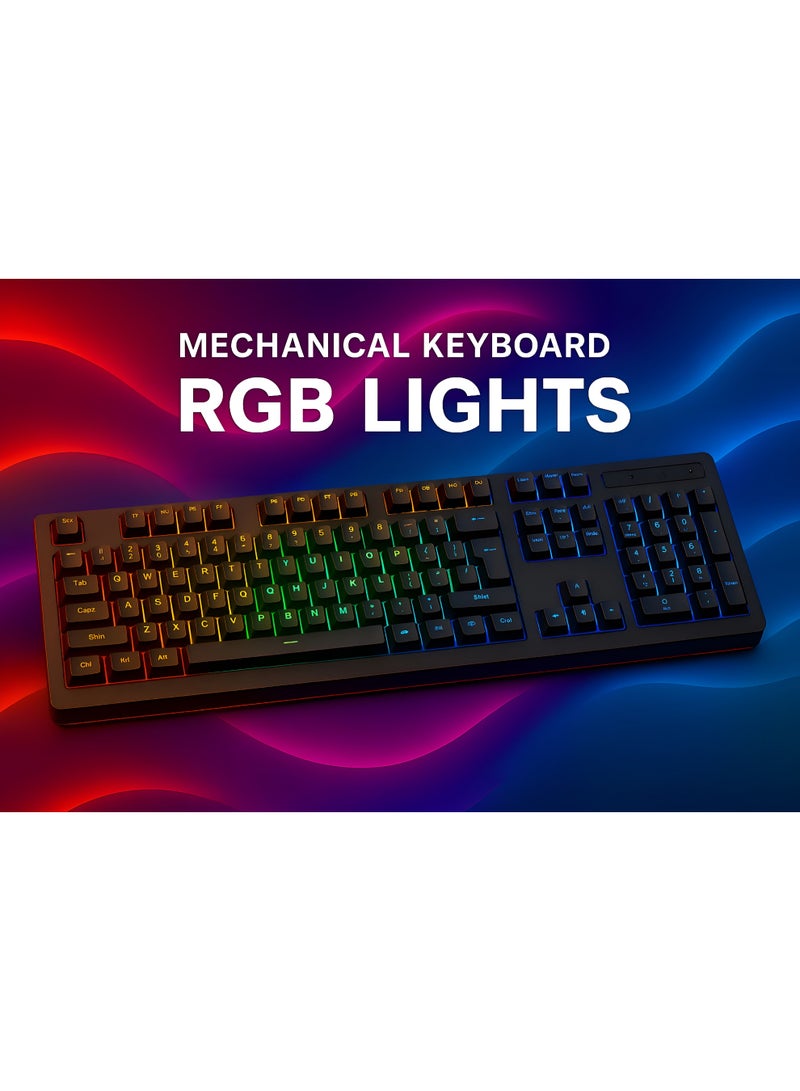 K101 Mechanical RGB Gaming Keyboard with Magnetic Palm Rest, Outemu Switches, Pudding Buttons, 12 Lighting Modes, 104 Keys, 50 Million Keystroke Lifespan - Image 5
