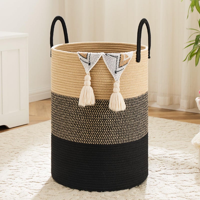 Artfeel Laundry Basket,Woven Cotton Rope Laundry Hamper,60L for Decorative Storage of Dirty Clothes,Toys and Blankets in Bathroom,Bedroom and Living Room - Image 1