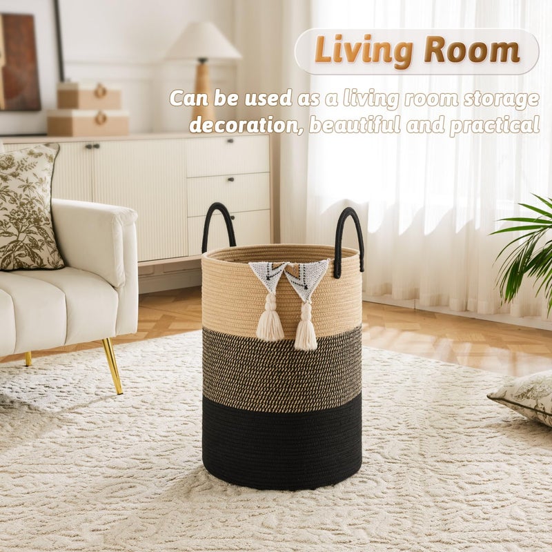 Artfeel Laundry Basket,Woven Cotton Rope Laundry Hamper,60L for Decorative Storage of Dirty Clothes,Toys and Blankets in Bathroom,Bedroom and Living Room - Image 5