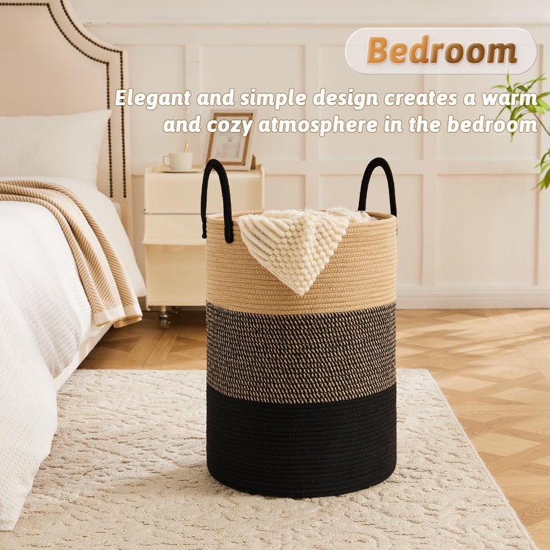 Artfeel Laundry Basket,Woven Cotton Rope Laundry Hamper,60L for Decorative Storage of Dirty Clothes,Toys and Blankets in Bathroom,Bedroom and Living Room - Image 4