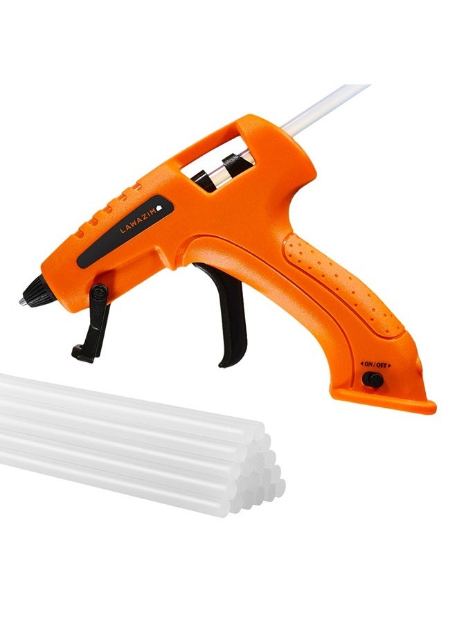 LAWAZIM Cordless Glue Gun -15W 3.7V Orange - Hot Melt Glue Gun with 16 Glue Sticks (7.4x200mm) and USB Cable Battery Operated Glue Gun DIY Tool for Art Crafts Decorations  - Image 1