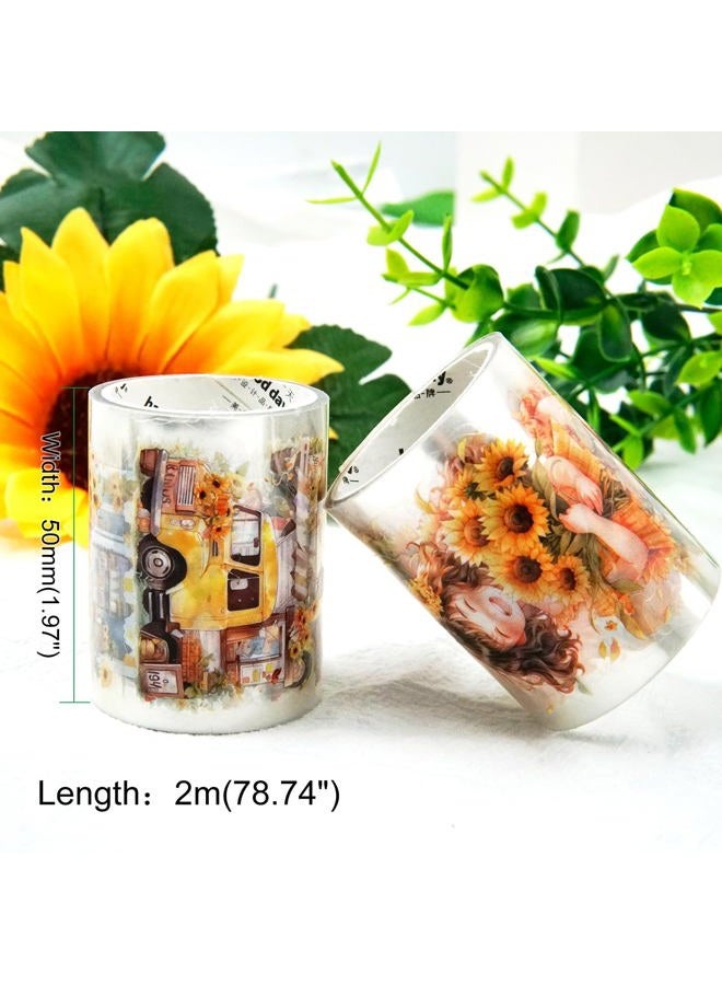 AuriicLeaf Blooming Sunflower PET Tape Set, 6 Rolls of Pre-Cut Floral Stickers for Journaling, Scrapbook Supplies, DIY Crafts, and Decorative Art - Image 5