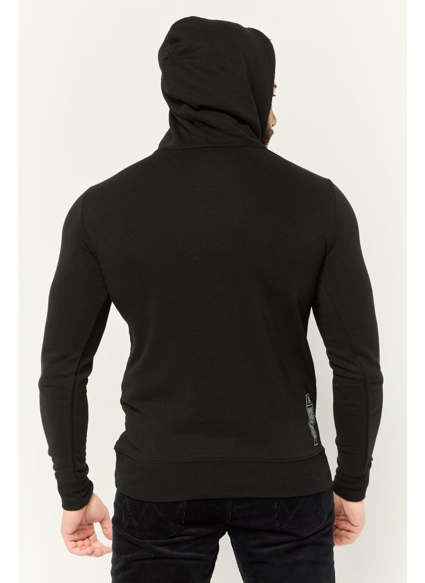 Kenneth Cole Men Long Sleeve Brand Logo Hoodie, Black  - Image 4