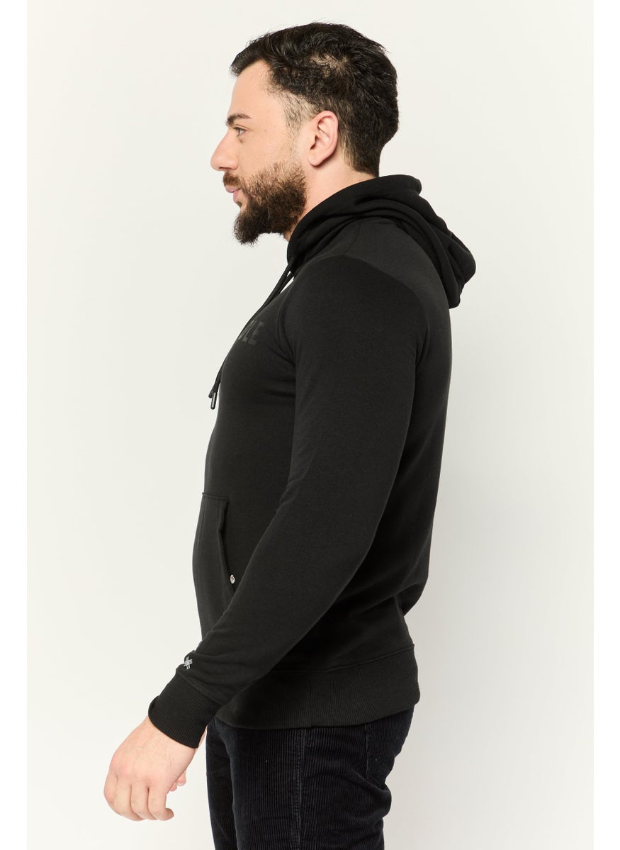 Kenneth Cole Men Long Sleeve Brand Logo Hoodie, Black  - Image 3