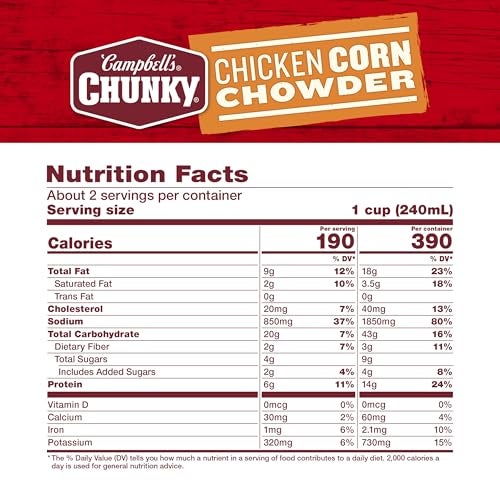 Campbell'S Campbells Chunky Soup Chicken Corn Chowder Soup 188 Oz Can - Image 5