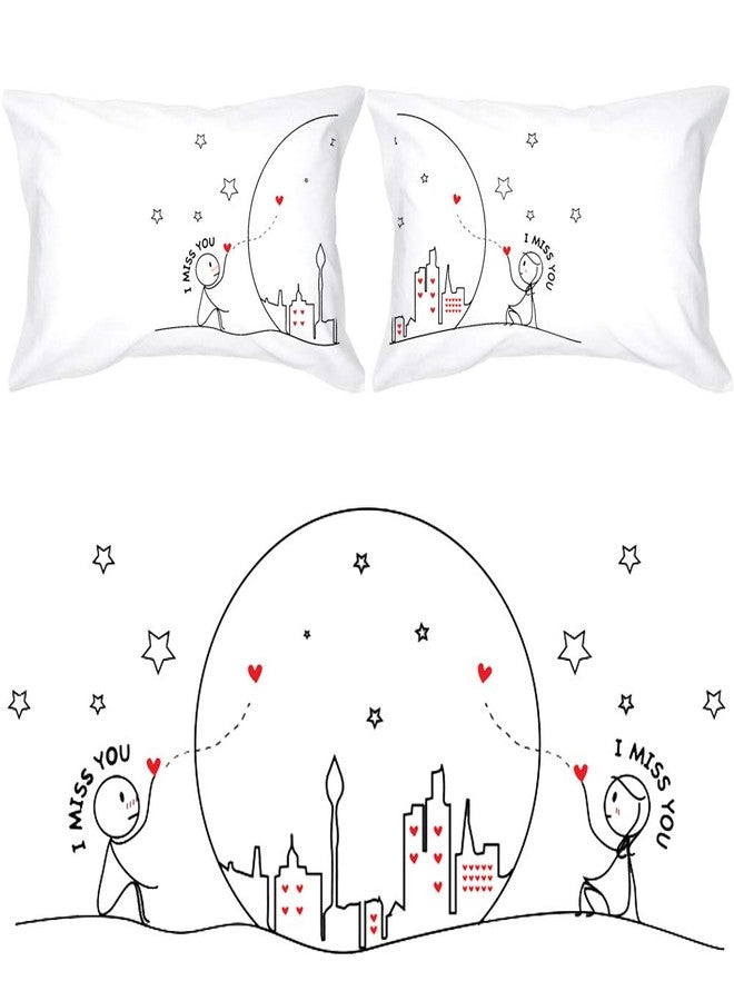 BoldLoft Miss Us Together Couples Pillowcases-I Miss You Gifts for Long Distance Relationships Boyfriend, Girlfriend, Long Distance Gifts for Couples, Valentine's Day, Christmas, Anniversary - Image 1