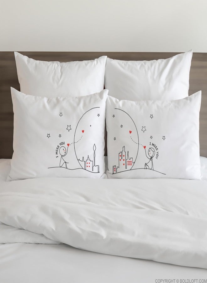 BoldLoft Miss Us Together Couples Pillowcases-I Miss You Gifts for Long Distance Relationships Boyfriend, Girlfriend, Long Distance Gifts for Couples, Valentine's Day, Christmas, Anniversary - Image 2