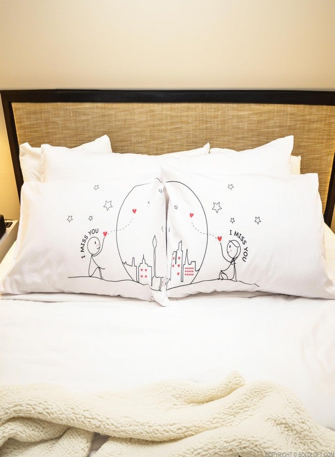 BoldLoft Miss Us Together Couples Pillowcases-I Miss You Gifts for Long Distance Relationships Boyfriend, Girlfriend, Long Distance Gifts for Couples, Valentine's Day, Christmas, Anniversary - Image 3