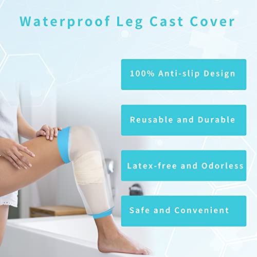 SUPERNIGHT Waterproof Knee Cast Cover for Shower Adult, Watertight Reusable Cast Protector for Knee/Leg After Surgery, Wound, Bandage, Burns Broken Replacement Protection - Image 5