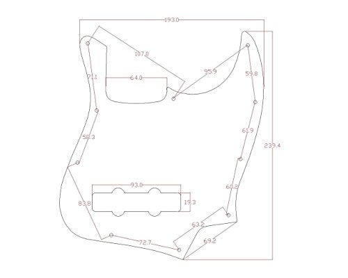 KAISH 4 String J Bass Style Pickguard Bass Pick Guard Scratch Plate for USA/Mexico Jazz J Bass Red/Black Tortoise - Image 2