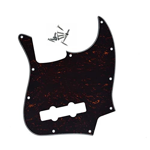 KAISH 4 String J Bass Style Pickguard Bass Pick Guard Scratch Plate for USA/Mexico Jazz J Bass Red/Black Tortoise - Image 1