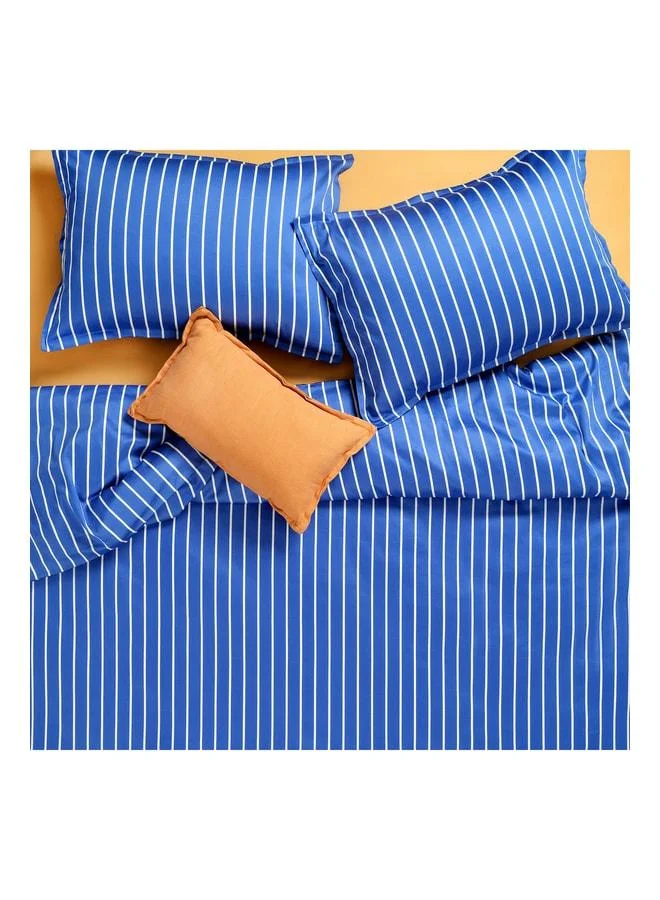 Solid Dark Blue Double Cotton Satin Duvet Set