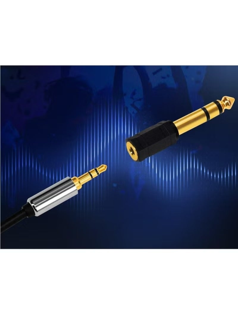 6.5mm Male TRS Stereo Plug to 3.5mm Female TRS Stereo Jack Adapter, Gold Plated, Black - Image 3