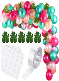 Gejoy Gejoy 117 Pieces Tropical Balloons Garland Kit, Hawaiian Luau Flamingo Theme Balloon Garland with 12 Palm Leaves, 16.4 ft Balloon Chain and 100 Dot for Wedding Summer Birthday Party Supplies 